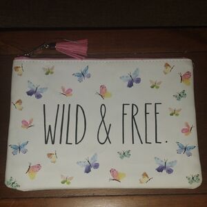 Rae Dunn Black and Pink Pouch NWOT